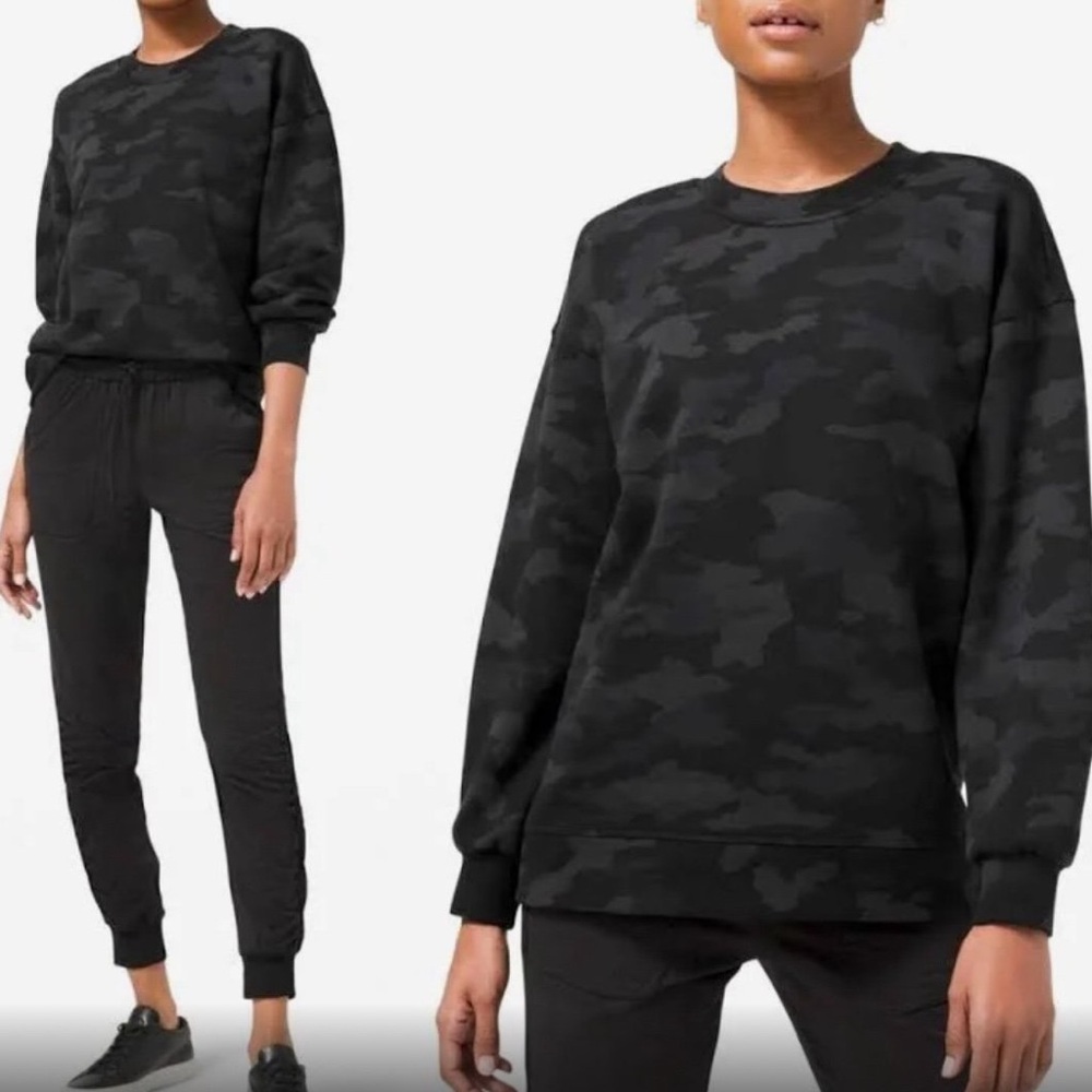 Lululemon Athletica Perfectly Oversized Crew In Black Gray Camo Size 4 - Picture 2 of 7